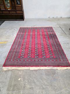 Vintage Red Hand Tufted Wool 9ft x 6ft Rug
