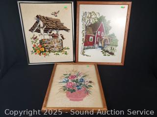 3pc Yarn Stitched Embroidered Artwork
