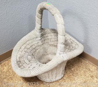 Concrete Handled Basket Planter Pot