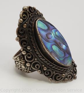 Vintage Samuel B Sterling Abalone Ring S:10