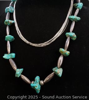 2 Native Sterling 16" & 20" Necklaces
