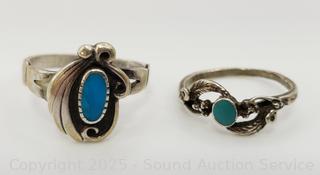 2 Signed Navajo Sterling Rings S:3&4