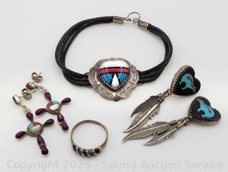 Native Sterling & Stone Inlay Jewelry