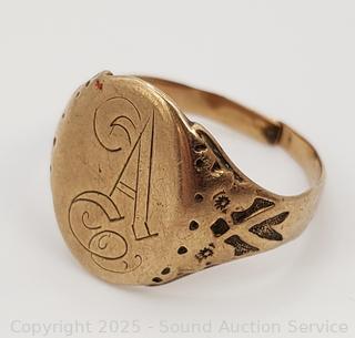 Vintage 9K Gold Monogrammed Ring S:8.5