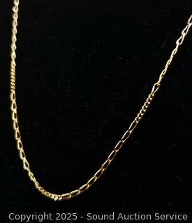 14K Gold Italian 20" Figaro Chain Necklace