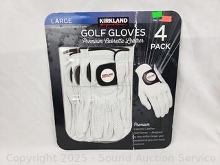 4pk Kirkland Premium Cabretta Leather Golf Gloves S:L