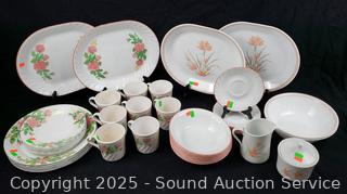 47pc Corelle White Pink Floral Dish Set