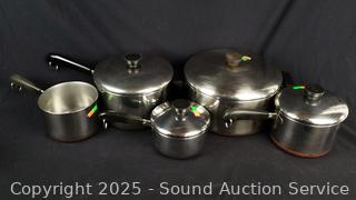 4pc Revere Ware Copper Bottom Pots w/4 Lids
