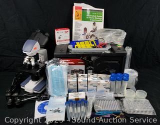 AmScope Microscope w/Assorted Biological/Science Lab Accessories