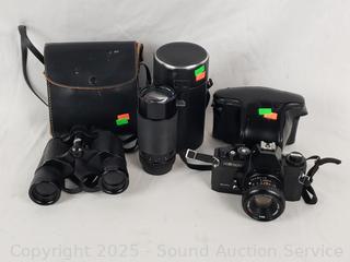 Sears KS500 Film Camera w/2 Lenses & Penncrest 7x35 Binoculars