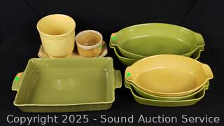 9pc Green & Yellow Stoneware Cookware Set