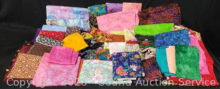 Box of Assorted Sewing Quilting Material
