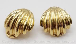 Vintage Tiffany & Co 18K Gold Scalloped Earrings