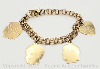 14K Gold Monogrammed Silhouette 7" Charm Bracelet