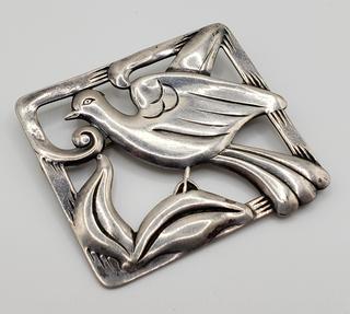 Vintage Sterling Art Nouveau Dove Brooch