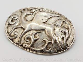 Vintage Sterling Art Nouveau Pegasus Brooch