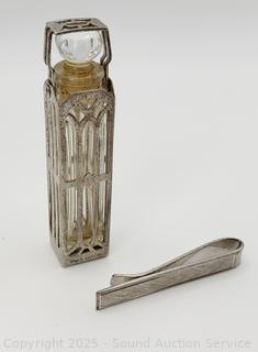 Vintage Wells Sterling Perfume Bottle & Tie Clip