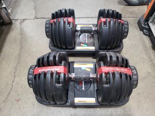 Pair of Bowflex SelectTech Adjustable Weight Dumbbells Stands