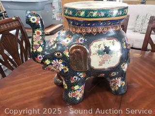 Hand Painted Porcelain Elephant Garden Bench/Stool