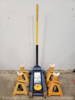 3-Ton Hydraulic Floor Jack & 4 6-Ton Jack Stands