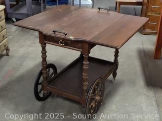 Oak Drop Leaf Tea Table Cart