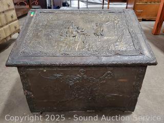 Antique Brass Clad Firewood Box