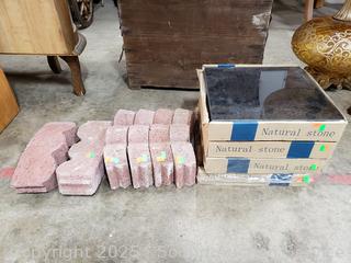 (6) Garden Border 10" x 4" Curved Bricks & 4 Boxes of Black Natural Stone 12" Tiles