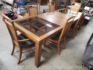 Oak Glass Top Dining Table w/6 Chairs