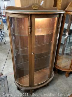Oak Lighted Half Round Curio Cabinet