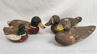3 Wood Duck Decoy's & Wax Candle