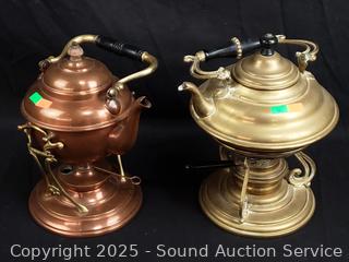 Brass & Copper Teapots w/Burners
