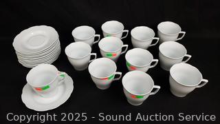 24pc Couture "Camelia" Ivory China Cups & Saucers Set