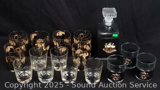 Ships Decanter Bottle & 3 Highball Glass Sets