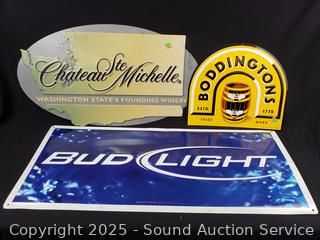 3 Tin Liquor, Wine, Beer Signs