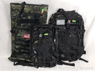 3 Balck Camo Tactical Backpacks