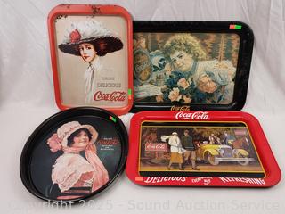 4 Coca-Cola Tin Trays 