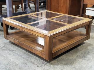 Oak Glass Top Coffee Table 