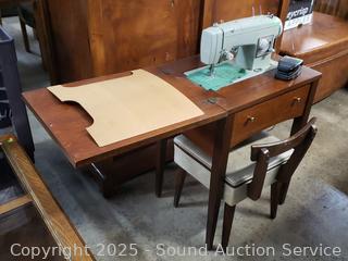 Vintage Sears Kenmore Sewing Machine w/Cabinet & Chair