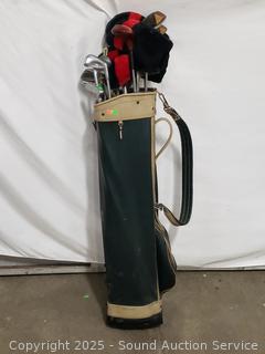 14 Assorted Golf Clubs w/Bag & 4 Club Covers
