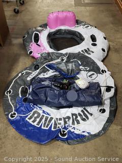 2 Intex Inflatable Rafting Tubes & Air Mattress