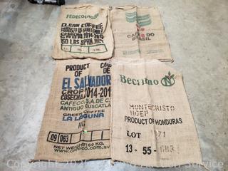 4 Burlap Coffee Bags 