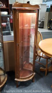 Locking Oak Curio Cabinet 