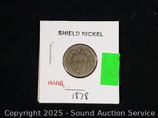 Rare Antique 1878 Shield Nickel
