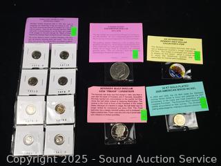 4 Collectible US Coins & 8 BU Roosevelt Dimes