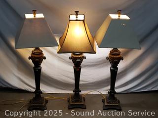 3 Basket Weave Bronze Finish Composite 36" Table Lamps
