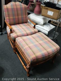 William Switzer Plaid Upholstered Armchair & Ottoman