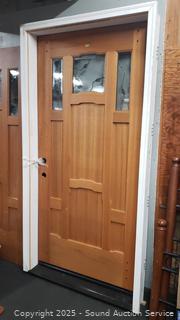 Solid Mahogany Leaded Glass Door w/Jamb