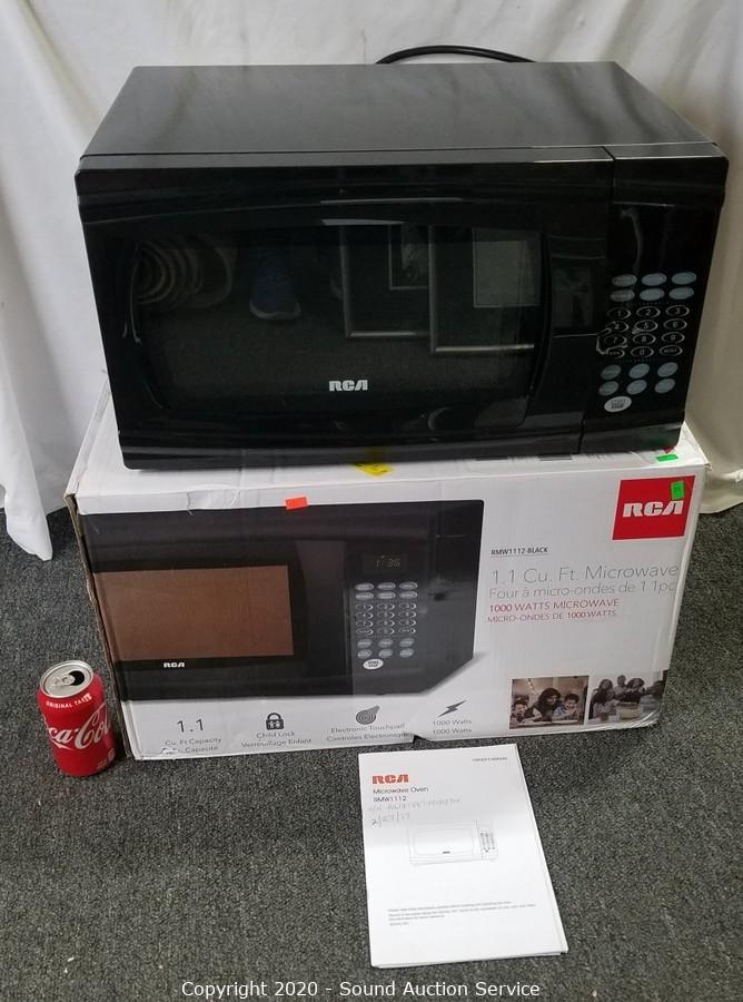 Sound Auction Service - Auction: 02/20/20 Boyd, Ellis & Others  Multi-Consignment Auction ITEM: Like New RCA 1.1cu.ft. 1000W Black Microwave