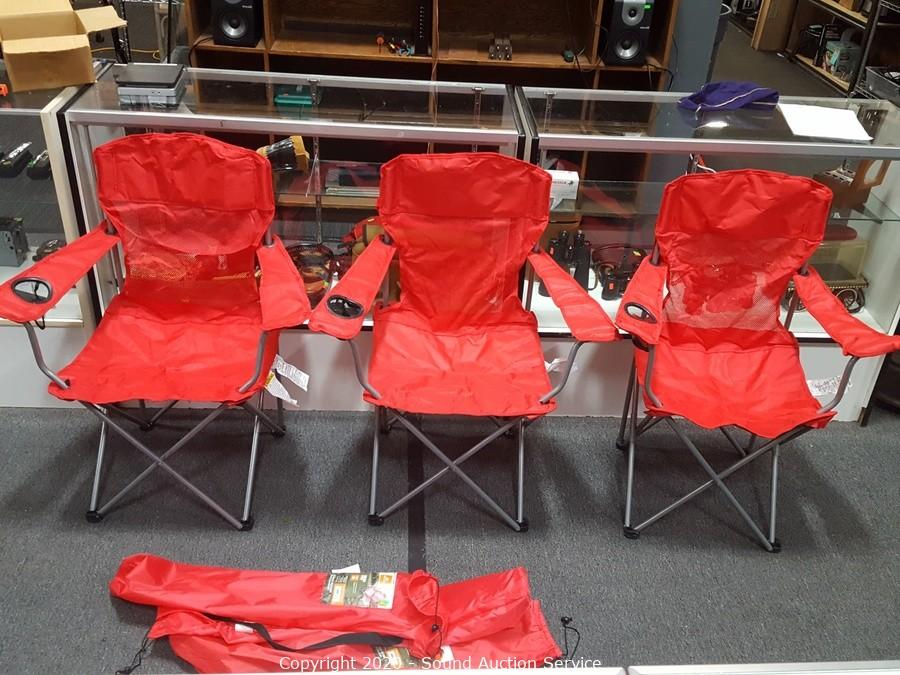 Sound Auction Service - Auction: 02/20/20 Boyd, Ellis & Others  Multi-Consignment Auction ITEM: 3 Like New REI Red Mesh Camp Chairs