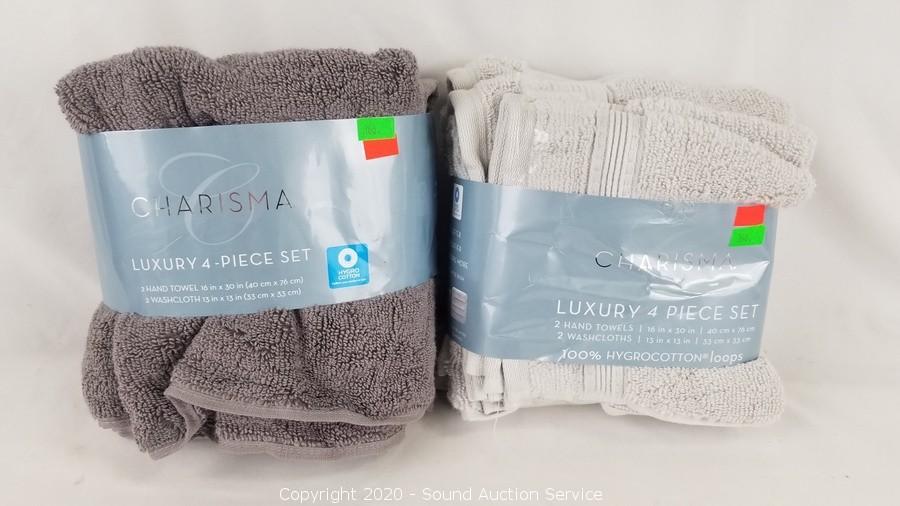 Charisma Luxury Towels, 4 Piece Set 2 Hand Towels and 2 Wash Cloths,  Gunmetal Grey